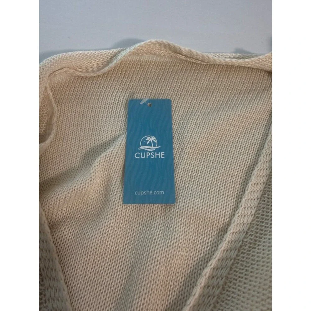 Cupshe Cream Knit Sweater NWT Size XL Lightweight V-Neck Relaxed Fit Neutral